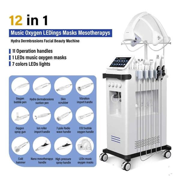 High-End 12 In 1 Beauty Spa Face Dermabrasion Deep Cleaning Scraping Exfoliating For Acne Blackhead Removal Pore Shrinking PNewodynamic Therapy Machine