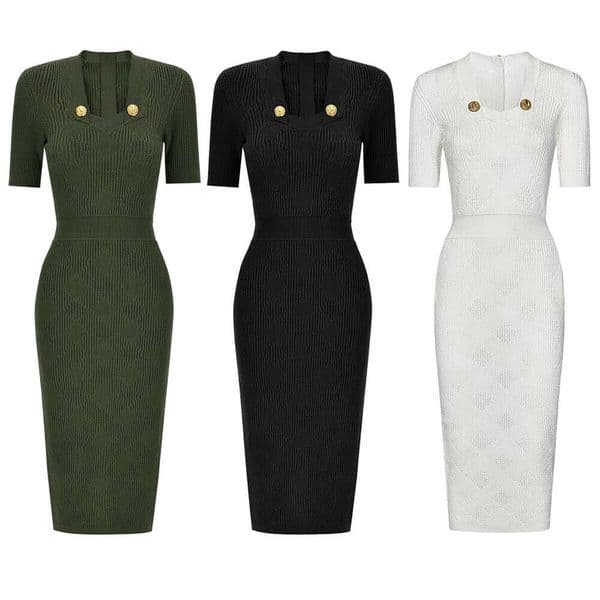 Spring and summer new designer short sleeved slim fit mid length knitted long skirt simple A9 and elegant layered dress