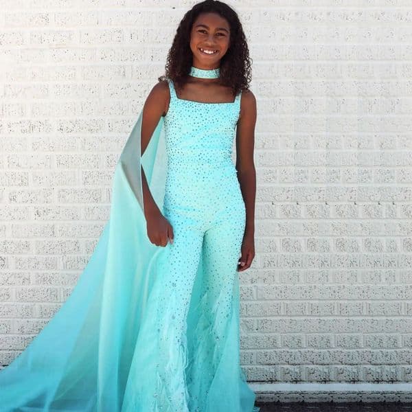 Modest Beaded Jumpsuit Girls Pageant Dress 2026 Square Neck Feather Kids Birthday Party Gown Little Kids Outfit With Cape