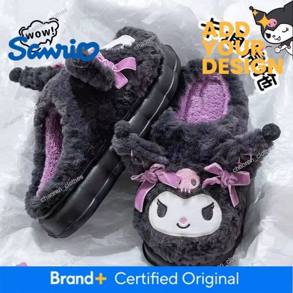 Hot Kuromi Peripheral Products Cotton Slippers For Women S Autumn And Winter Home Anti Slip Cute Cartoon Cotton Shoes Thickened