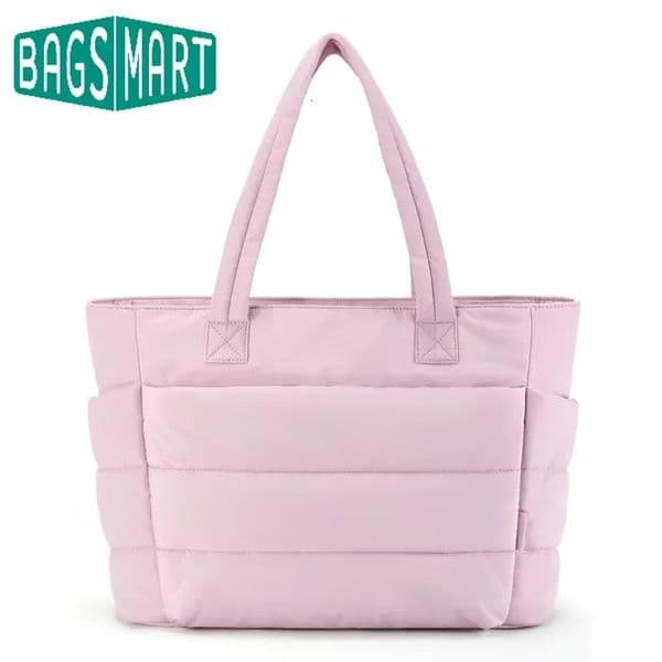 BAGSMART Womens Bag Solid Color Tote Commuting College Padded Shoulder Leisure Simple Female Handbags for Travel 260330