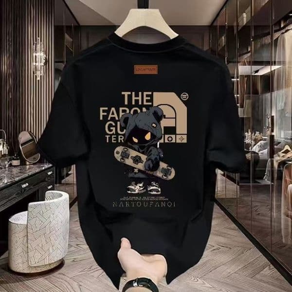 hes Solid Color Mens T-Shirt New Summer Style High-End Trendy Printed Tee American Light Luxury Pure Cotton Fashionable Short-Slee Z260519