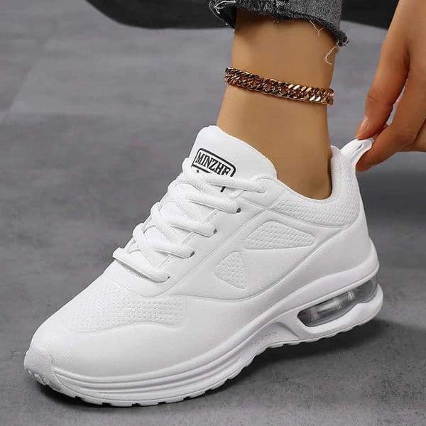 Women Fashion Air-cushion Sneakers PU Leather Running Shoes Anti-slip Outdoor Sports Shoes Elastic Gym Trainers Q260328