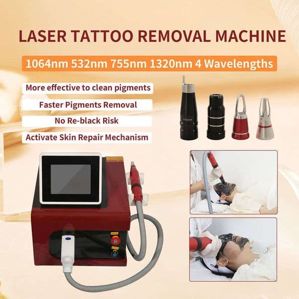 Non-Invasive Nd Yag Picosecond Tattoo Removal Eyebrows Eyeline Washing Desktop Acne Scar Treatment 4 Wavelength Pico Skin Beauty Instrument