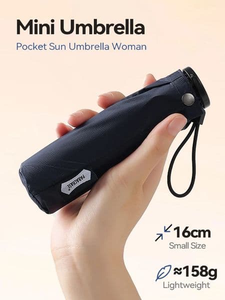 Parachase Pocket Mini Umbrella Woman UV Protection Girls Sun Umbrella Parasol 6 Ribs Carbon Fiber Compact Umbrella Foldable 260327