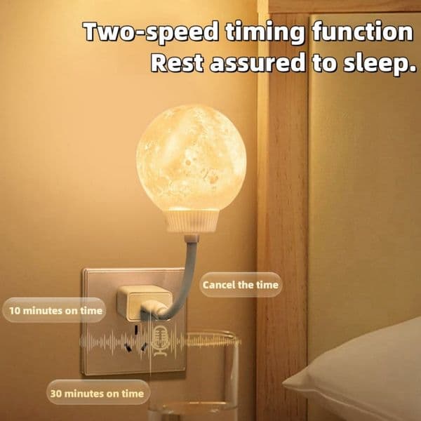 USB Moon Lamp Voice Control Night Light Plug-in Bedside Lamp for Bedroom Sleep