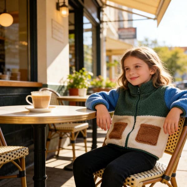 Baby Boys Color Block Sherpa Jacket, Green Blue Beige Fleece Zip-Up Coat with Pockets