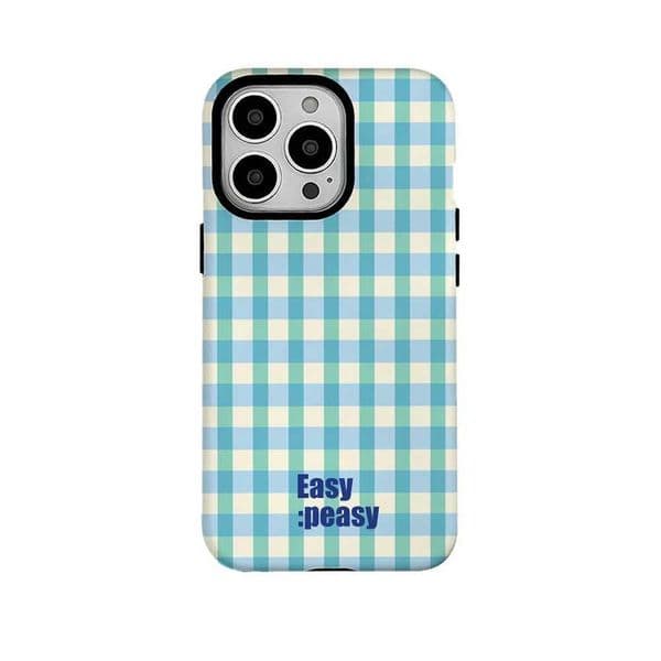 Ins Korean Blue Checkered Stripe Case for 16 ProMax 15 14 13 12 11 PRO Plus Acrylic TPU Two in One Magnetic Phone Cases S26330