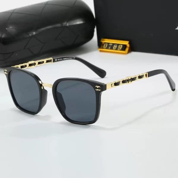 Sunglasses Channels plain black frame glasses square frame myopia glasses for women slimming effect for large faces flat lens eyeglass frame 0769 C