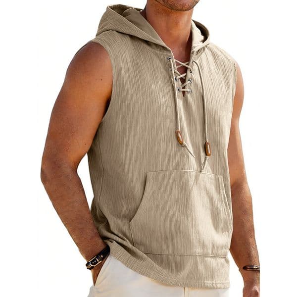 Popular Mens Hooded Tshirt High Quality Male Daily Casual Sports Hoodies Summer Style Sleeveless Pullover mens tshirt designer khaki tank tops