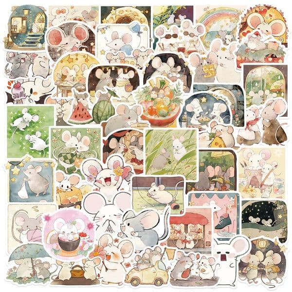 50 original mouse Bro cartoon stickers trolley case helmet electric car mobile phone healing tie hand account sticker waterproof