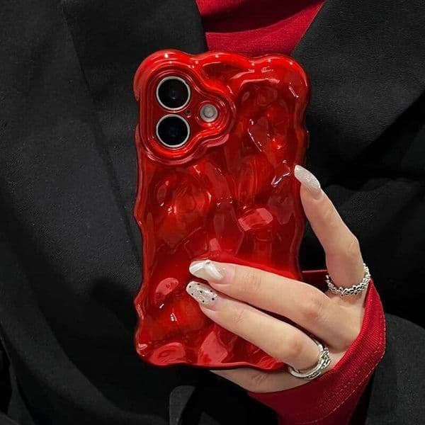 Fashion Red Wave Water Ripple TPU Phone Case For iPhone Air 11 12 13 14 16 17 Pro Max 15 Plus Anti-Fall Silicone Back Cover 26Y0316