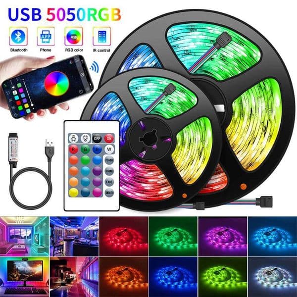 USB Strip Light 16LED/Meter Bluetooth RGB Lights Flexible TV Backlight Lamp 5050 5V LED Tape Diode Phone APP 1-30m For Room 26L0331