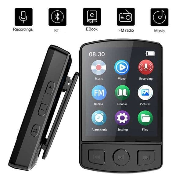 A7 Bluetooth 5.2 Mp3 Player Back Clip Sports Music Walkman With Screen Recorder Support Fm, Recording, Ebook, Alarm Clock Xingkaisheng