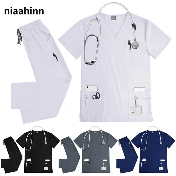 NiaaHinn Anesthetist Nursing Uniform Suit Unisex Spa Beauty Work Clothes Women Scrub Set Pet Clinic Doctor Work Clothing 260330