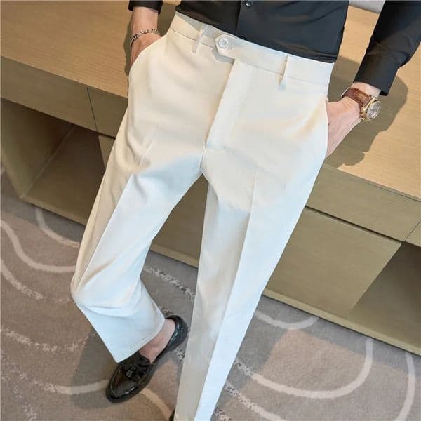 Men Suit Pants 2026 Elastic Slim Fit Formal Dress Pants Solid Casual White Trousers Pantalon Homme Wedding Party Men Clothing 260330