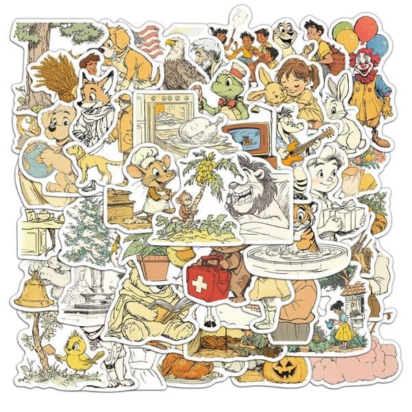 50 Fluffy Holiday Cartoons Cure Wind Animal Stickers DIY Luggage Water Cup Notebook Stickers Wholesale