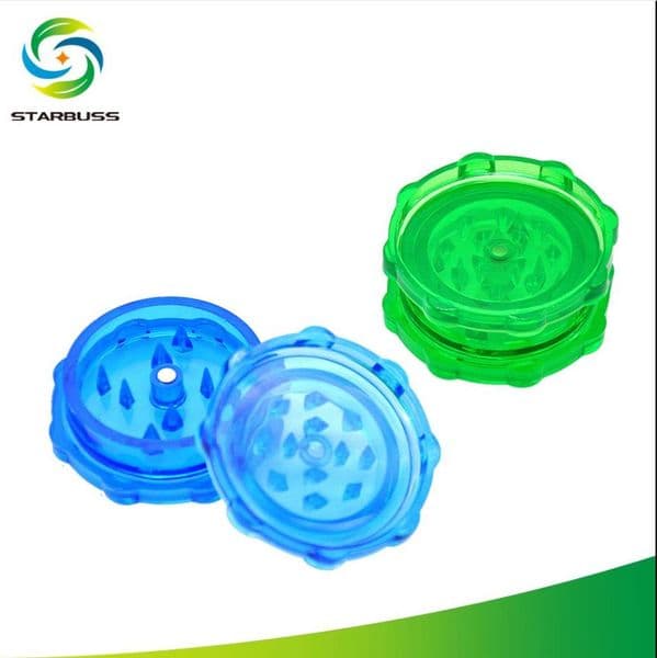 Smoking Pipes Transparent 2-layer plastic cigarette grinder with a diameter of 50mm, metal grinder