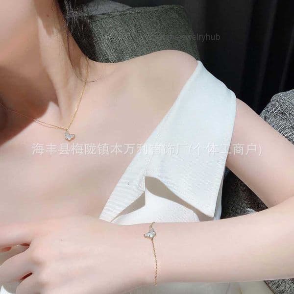 designer bracelet vanly cleeff jewelry mother-of-pearl butterfly bracelet necklace women thickly plated turquoise mother-of-pearl chain vanly cleeefly