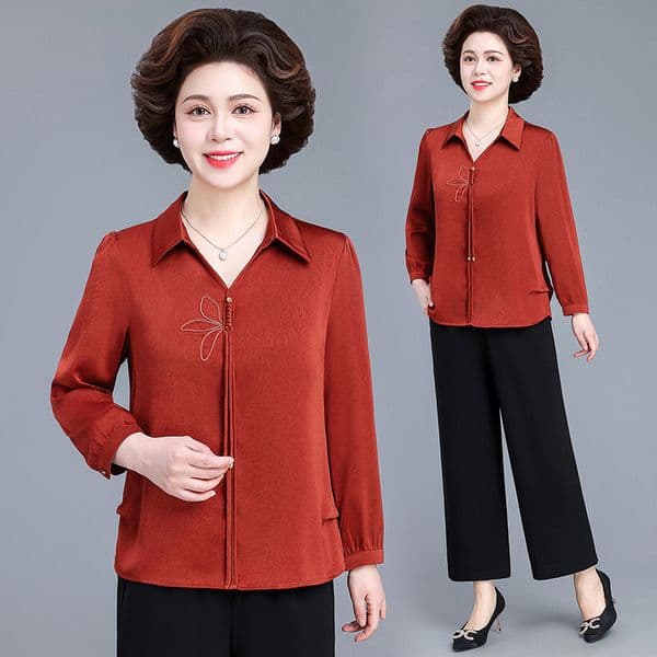 Women's Vintage Oriental Blouse Elegant Chinese Traditional Pattern Loose Fit Breathable Fabric All-Match Casual Daily Wear Tops