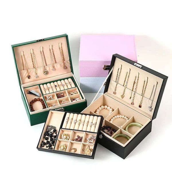 WELLZONE Large-Capacity Earrings Necklaces With Lock Exquisite Jewelry Storage Box 26Y0331