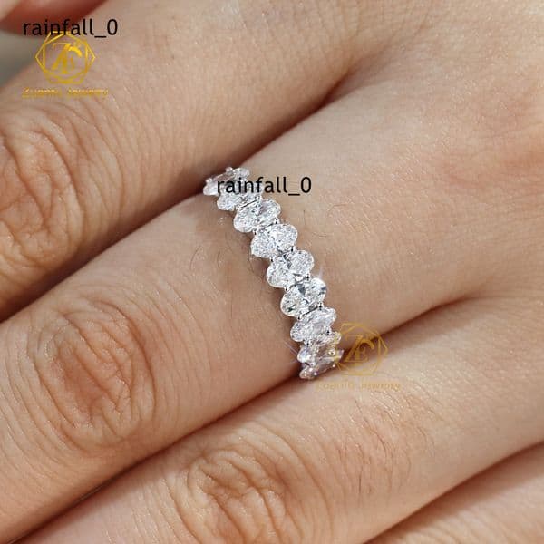 14K Solid Gold Moissanite Diamond Ring 3x5mm Oval Shape Moissanite Elegant Half Band Ring Moissanite Rings