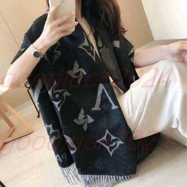 Winter Scarf Design Print Women Cashmere Pashmina Shawl G Jacquard Wool Silk ScarfScarves Knitted Foulard Blanket Cold Reykjavik Scarf Essential Shine Scarf 017