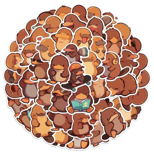 50 cross-border cartoon platypus graffiti stickers DIY luggage water cup laptop waterproof stickers