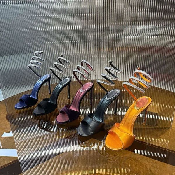 New Arrival Premium Burgundy Rhinestone Ankle Wrap Sandals Women Banquet Party Sexy Thin Heel Shoes With Gift Box 02
