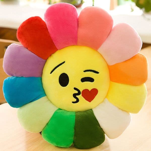 2pcs new Colorful Rainbow Plush Cute Smile Flower Pillow Sunflower Stuffed Soft Office Sleeping Back Cushion Sofa Decorations Cartoon plush toy backrest Gift 2026