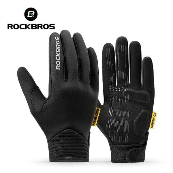 ROCKBROS Keep Warm Bicycle Gloves Full Finger Men Winter Autumn Windproof Fleece Cycling Glove Touch Screen MTB Road Bike Gloves H260331