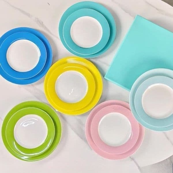 Simple 6-color Luxury Plates Western-style Double Steak Plates 8 Inch and 10 Inch Bone China Hotel Serving Plate 10-inch Flat Plate