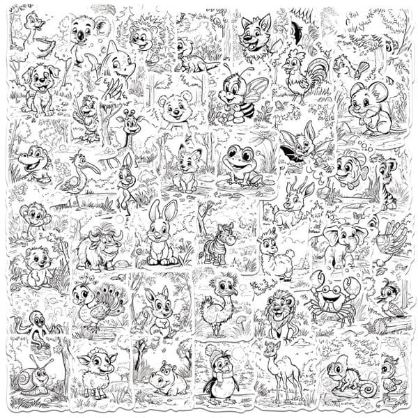 50 children's paintings refer to animal pencil drawing stickers kindergarten teaching drawing ability cultivation stickers waterproof