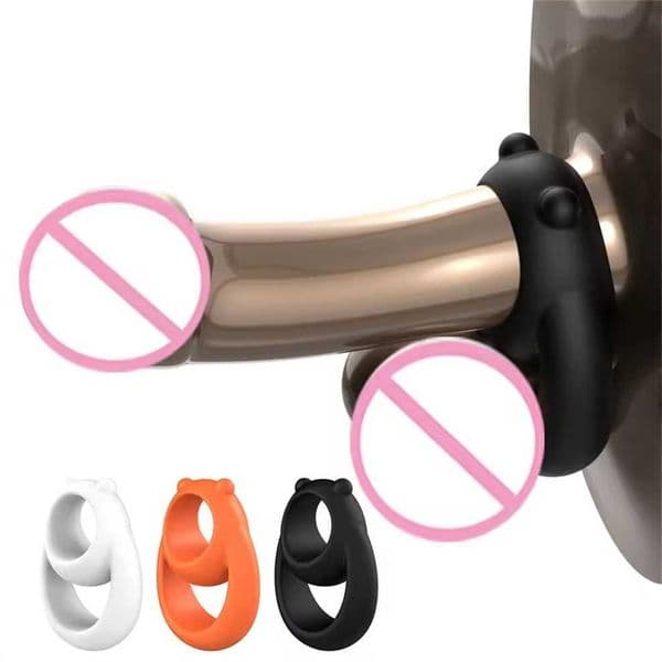 Silicone Penis Ring Bear Cock Dick Scrotum Ball Stretcher Erection Cockring Ejaculation Delay Sex Toys For Men