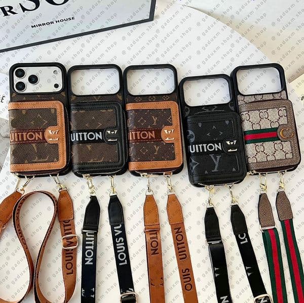 Case for iPhone 16 Pro Max Leather, 17 16 15 14 Plus 13 12 11 Pro Designer Phone Case with Handheld Rope Phone Case Shockproof with Strap Ultra Slim Colorful Phone Cover