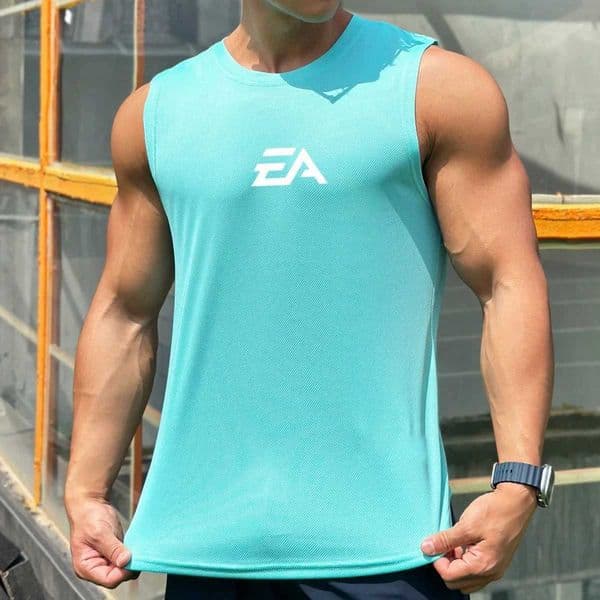Mens gyms Tank top men Fitness sleeveless shirt Male mesh breathable Quick Dry Sports vest Undershirt Gyms Running vest men J250328