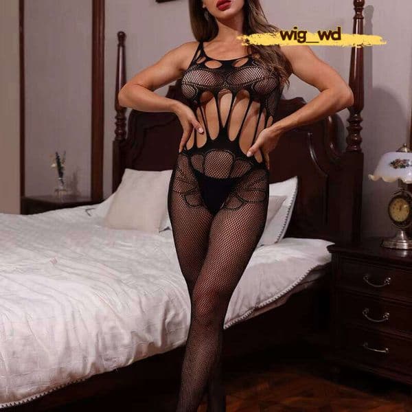 Girls Club One-Piece Hollow Fishing Net Hookless Underwear Bodysuit Body Stocking