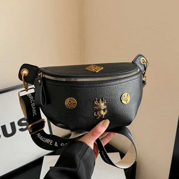 Fashion Waist Bag For Women Black Fanny Pack Quality PU Leather Crossbody Chest Bag Female Waist Pack Banana Hip Bag Purse H260331