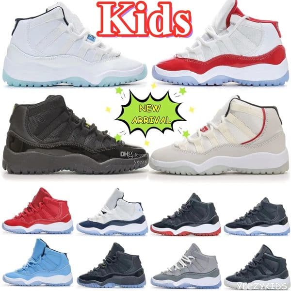 Kids Shoes unc Cherry 11s boys basketball 11 shoe Children black mid high sneaker Chicago designer military grey trainers baby kid youth toddler