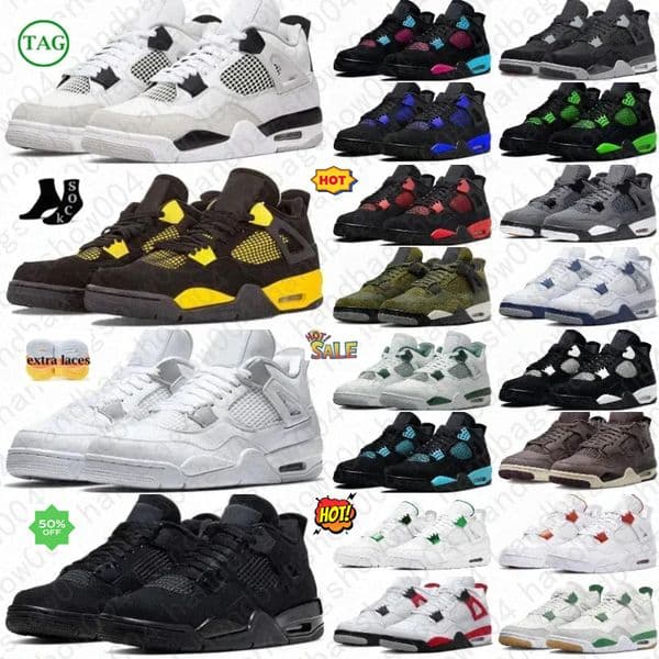 basketball shoes 4 sneakers 4s Black Cat Flight Club White Cement Navy Cave Stone Valentines Day Sierra Red Bred Reimagined Military Blue Rare Undefeated Thunder