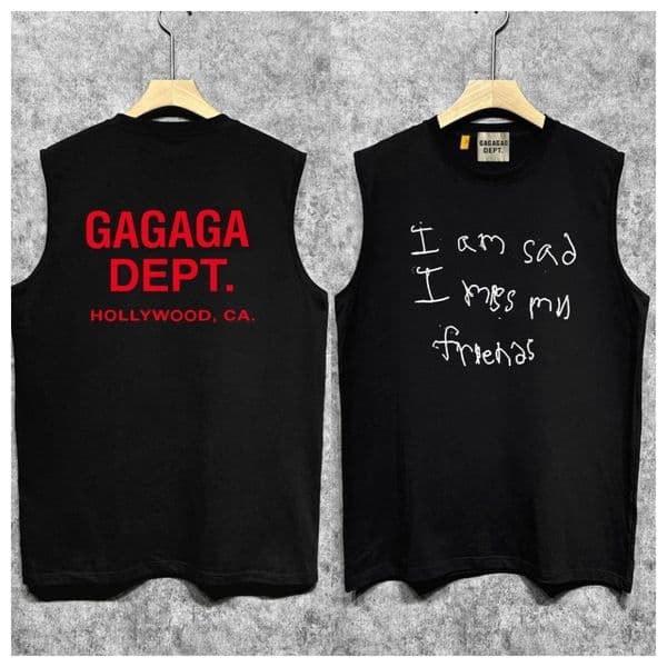 GALL Men's 2026 Premium Soft Cotton Sleeveless Tank Top Breathable 1:1 Correct Letter Print Vest Streetwear Comfortable Loose Fit Summer Fashion T-Shirts Top