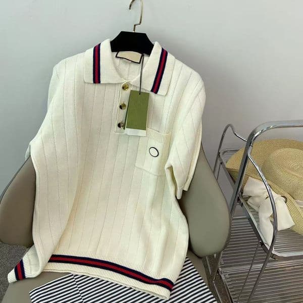 high quality mens designer knitted embroidery casual business lapel short sleeved fashionable classic men polo womens shirts
