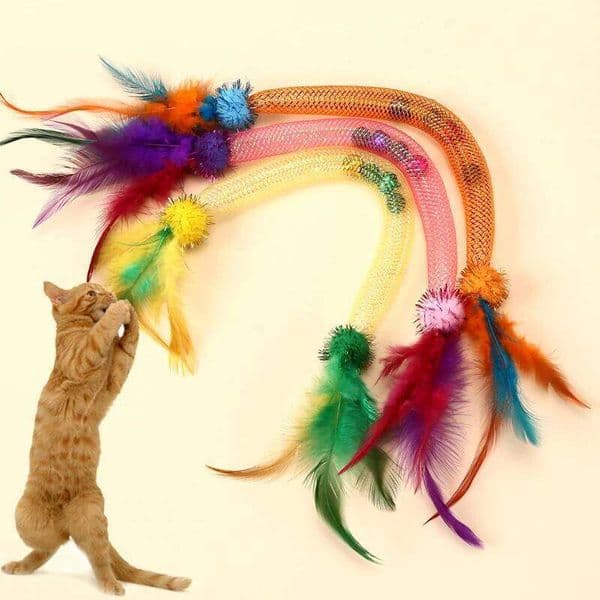 Cat bite elastic rope toy toys tease cat sticks to relieve boredom and feathers