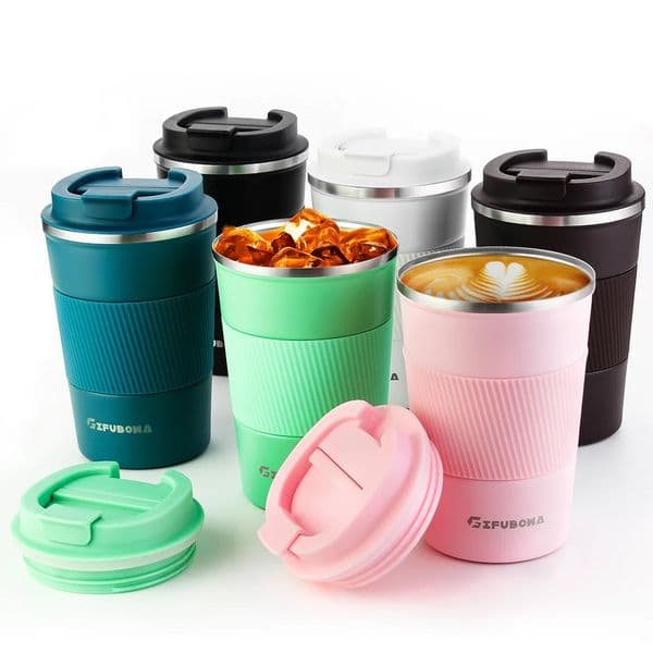 Coffee Thermos Mug 380ml Stainless Steel LeakProof Lid NonSlip Car Vacuum Flask Cold Drink Travel Thermal Cup Water Bottle 260429