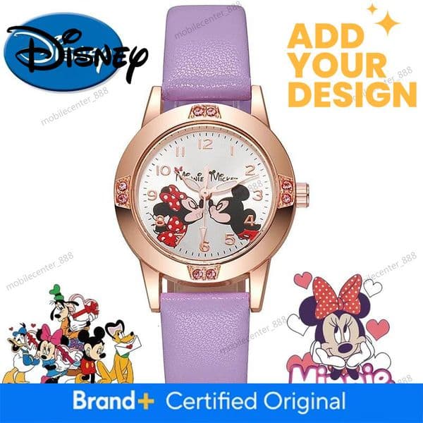 Designer Watch Disney Mickey Mouse Cute Fashion Cartoon Children's Watch Leather Strap Suitable For Boys And Girls Quartz Watch Festival Gift Luxury 7d63