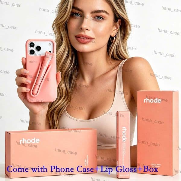 for Designer Silicone Phone Case with Lip Gloss iPhone 17 Pro Max 16 15 Plus 14 13 12 11 Hley Phone Cover Lipstick Protective Cosmetic Holder Including Lipstick Box Set