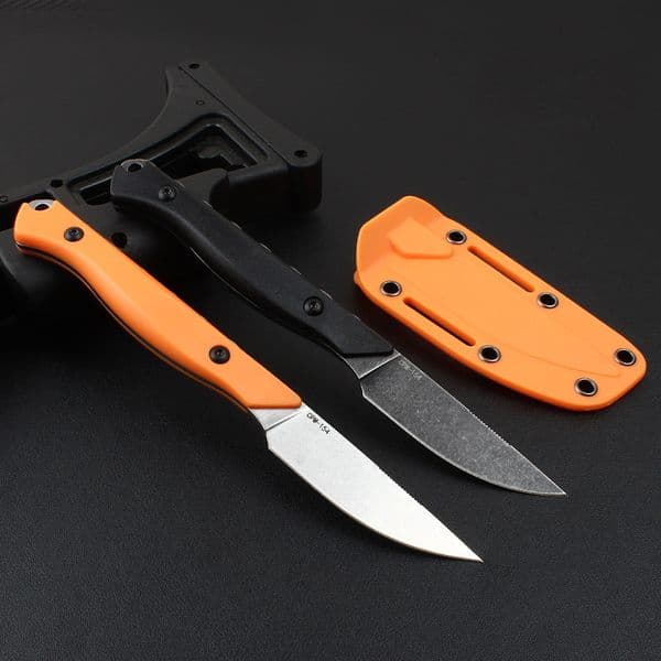 BM15700 Flyway Fixed Blade Stonewashed Hunting Knife with Nylon Fiber Handle and Sheath. Outdoor Camping Tactical Survival Tool