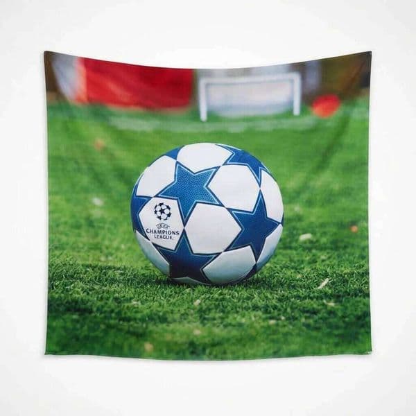 Blue Star Football Tapestry Flat Print Athletic Sports Wall Art Hanging Living Room Bedroom Dorm Decor Gift for Soccer Fans 26W0430