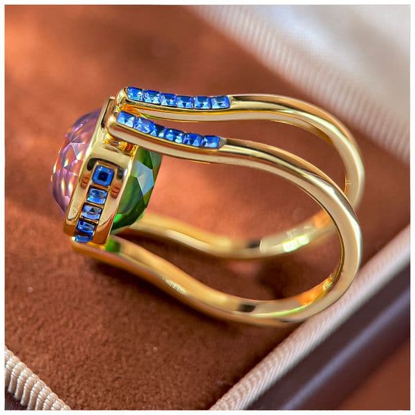 Designer Ring Ring Women Colorful Gemstone Candy Cushion Cut Diamond Double Sided Bright Rings Luxury Jewlery Designer for Women Elegant Statement Gift Premium