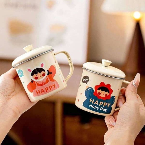 Durable Milk Coffee 316 Stainless Steel Water Cup For Kids Mini Cute Children's Mug Anti Scalding Tumbler With Lid & Handle